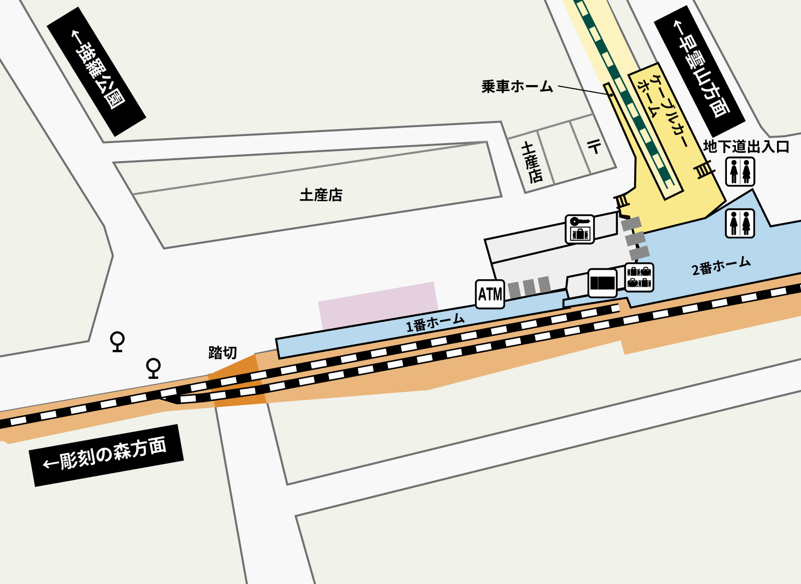 強羅駅校内のロッカーマップ